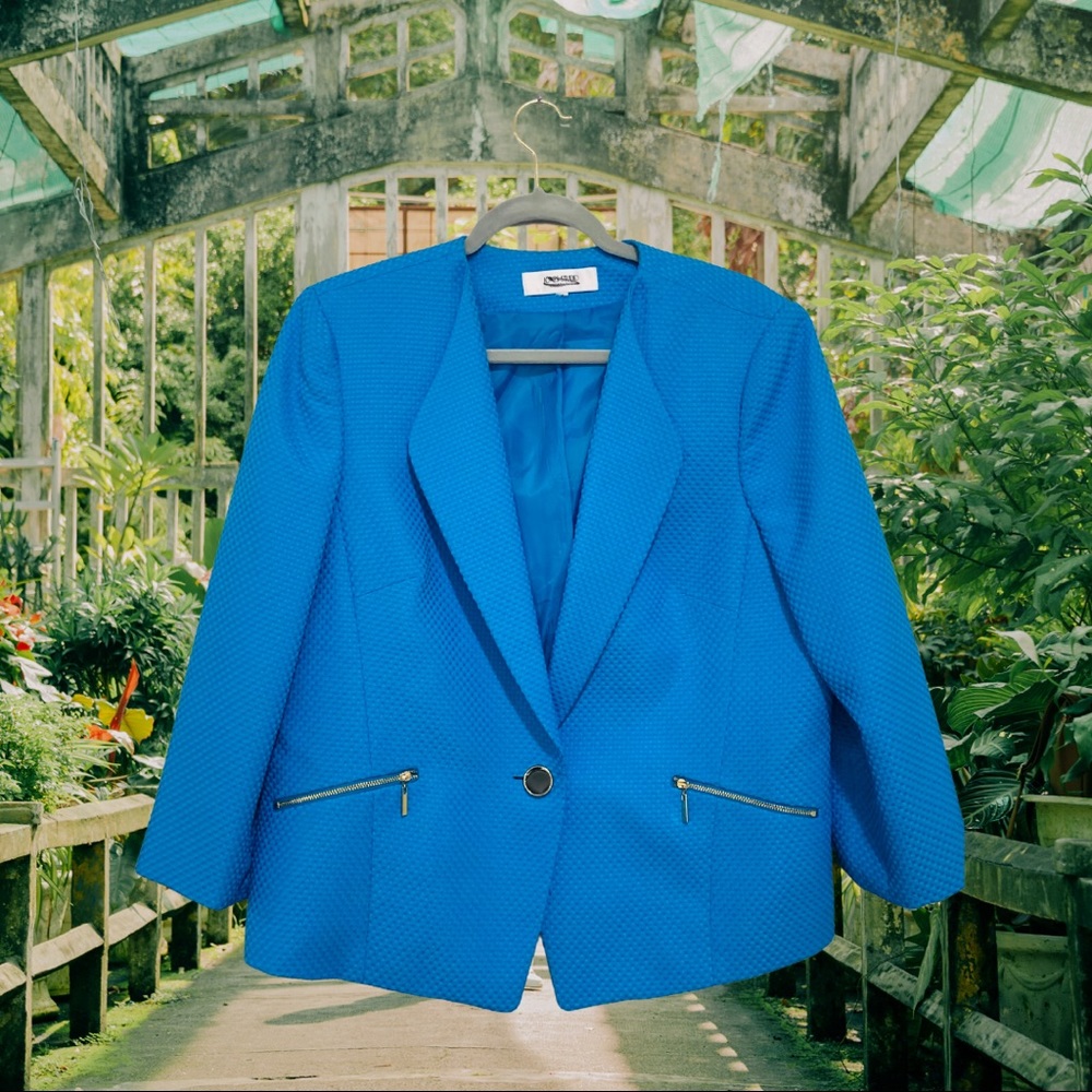 Vintage Blazer Trendy Blue Neon Blue Light